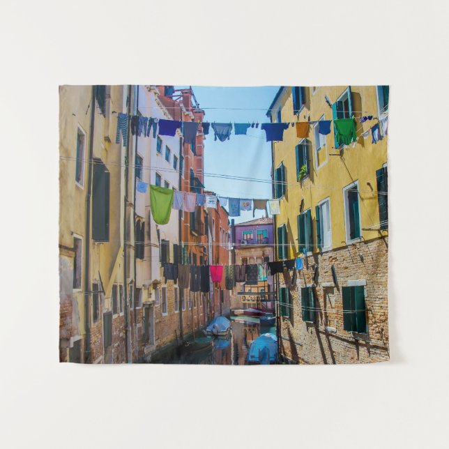 Street in Venice with laundry washed clothes Italy Tapestry (Front (Horizontal))