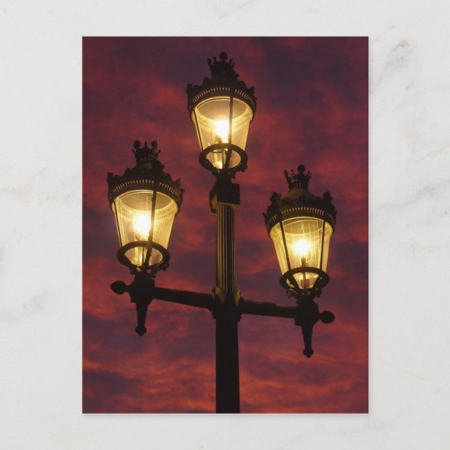 Street lamp lantern beautiful colourful sky postcard (Front)