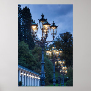 Street lamps at night, Germany Poster