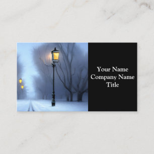 Street Lamps Glowing In Winter Wonderland Business Card