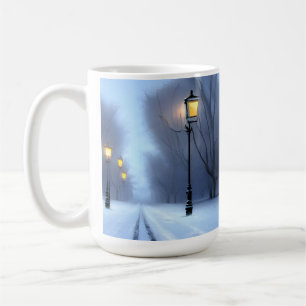 Street Lamps Glowing In Winter Wonderland Coffee Mug