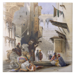 Street Leading to El Azhar, Grand Cairo, pub. 1846 Tile