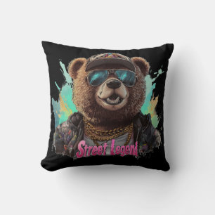 Street Legend Bear - Cool Graphic Design Cushion