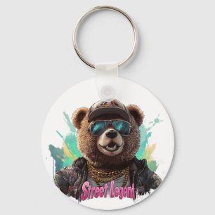 Street Legend Bear - Cool Graphic Design Key Ring