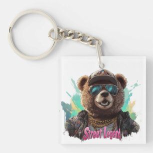 Street Legend Bear - Cool Graphic Design Key Ring