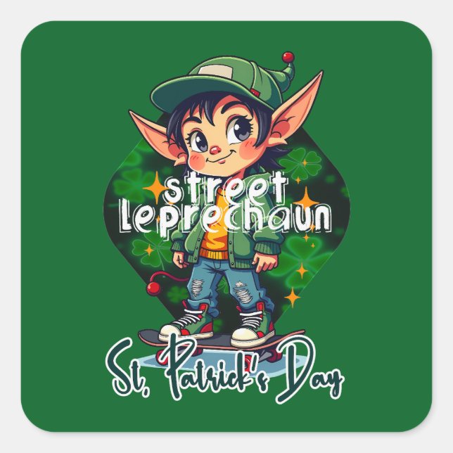 Street Leprechaun St Patrick’s Day - Autocolante Square Sticker (Front)