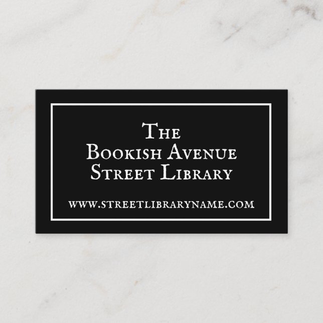 Street Library Black White Business Card (Front)