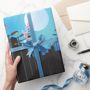Street Lights And Moon Wrapping Paper