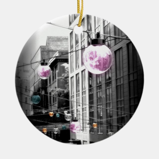 Street Lights Urban Art Ceramic Tree Decoration (Front)