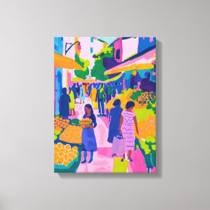 Street Market: Vibrant Favista Art Canvas Print