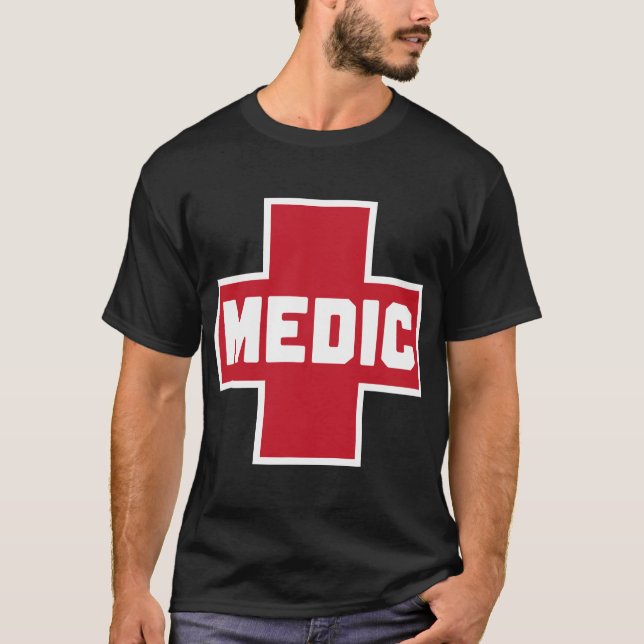 Street Medic Red First Aid Cross Protest Helper T-Shirt (Front)