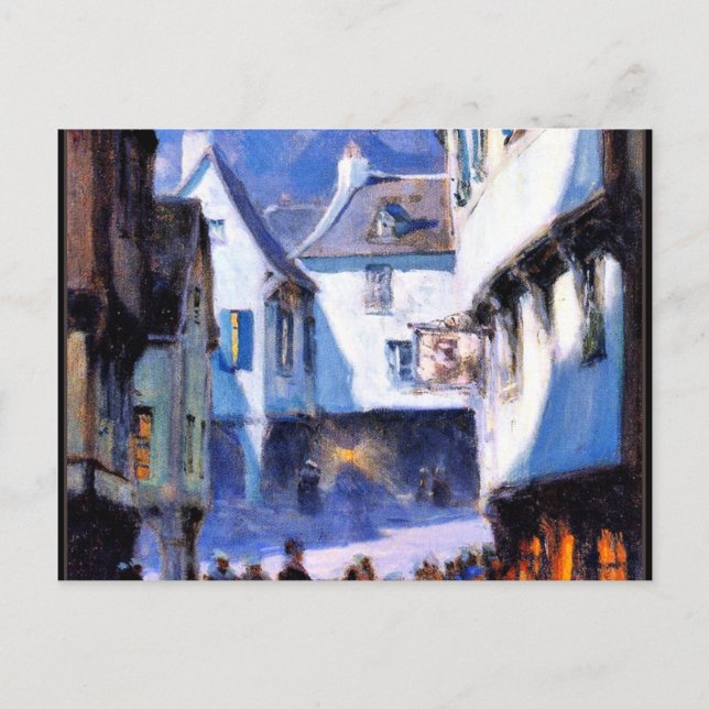 Street, Moonlight, Mont-Saint-Michel fine art Postcard (Front)