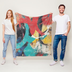 Street Mural with Layered Drips & Urban Color (3) Fleece Blanket