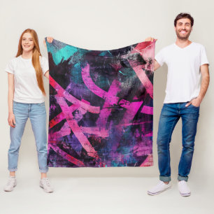 Street Mural with Layered Drips & Urban Color (4) Fleece Blanket