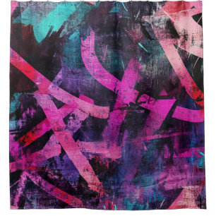 Street Mural with Layered Drips & Urban Color (4) Shower Curtain