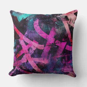 Street Mural with Layered Drips & Urban Color (5) Cushion