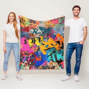 Street Mural with Layered Drips & Urban Color (6) Fleece Blanket