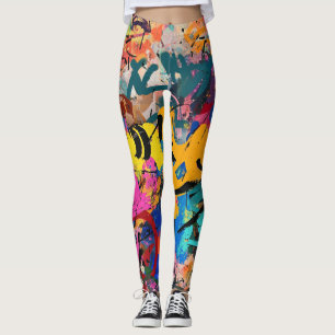 Street Mural with Layered Drips & Urban Color (6) Leggings