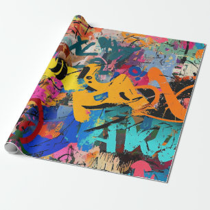 Street Mural with Layered Drips & Urban Color (6) Wrapping Paper