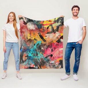 Street Mural with Layered Drips & Urban Color (7) Fleece Blanket