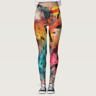Street Mural with Layered Drips & Urban Color (7) Leggings