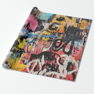 Street Mural with Layered Drips & Urban Color (8) Wrapping Paper