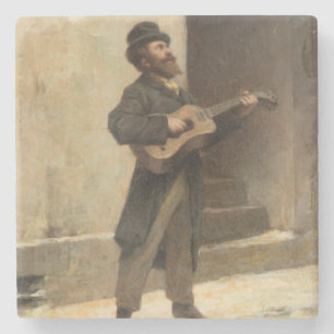 Street Musician With a Guitar (by Gerolamo Induno) Stone Coaster