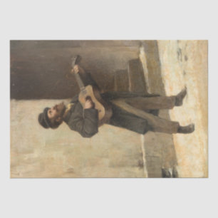 Street Musician With a Guitar (by Gerolamo Induno) Tissue Paper