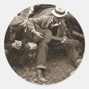 Street musicians, Maynardville, Tennessee, 1935 Classic Round Sticker