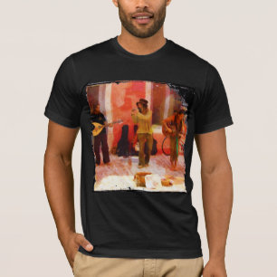 Street Musicians Playing Guitar Mandolin and Flute T-Shirt