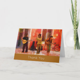 Street Musicians Playing Together Thank You Card