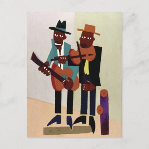 Street Musicians ~ Vintage American Art Postcard