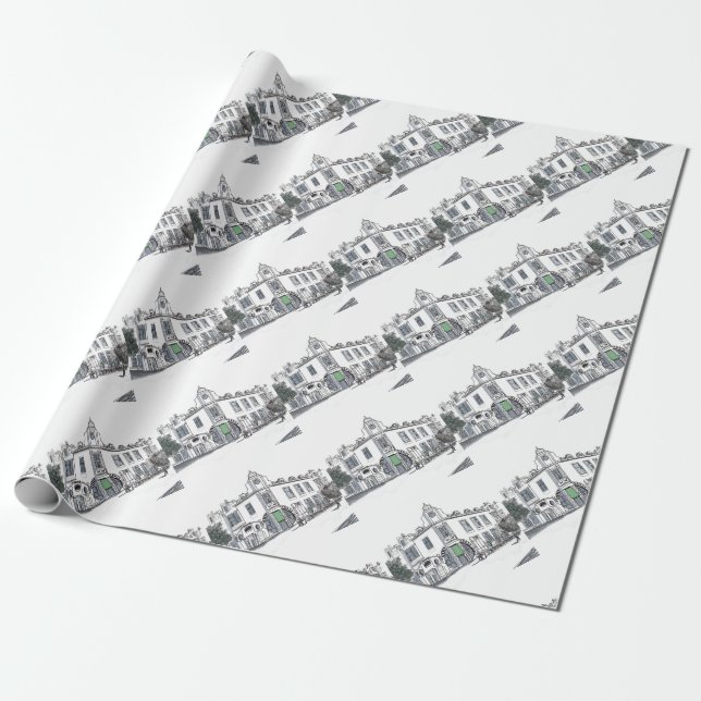 street of the old town wrapping paper (Unrolled)