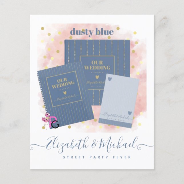 Street Party Style Wedding Design Own Dusty Blue Flyer (Front)