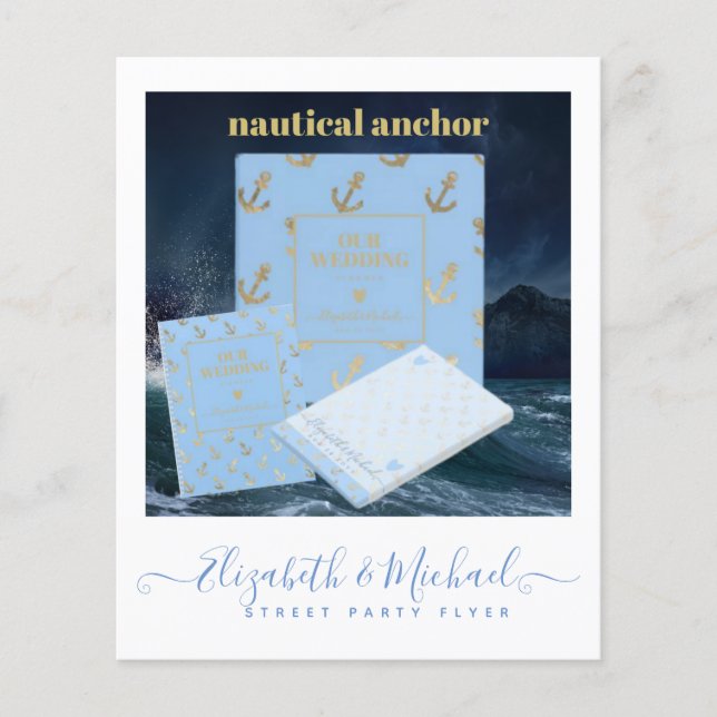 Street Party Style Wedding Design Own Flyer Blue (Front)