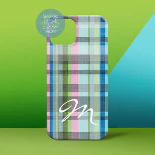Street Plaid Pattern with monogram iPhone 15 Pro Max Case