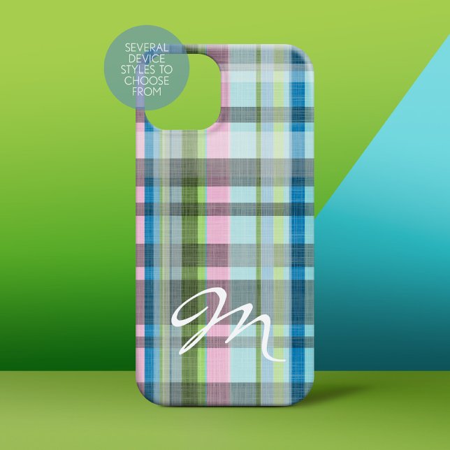 Street Plaid Pattern with monogram Case-Mate iPhone Case (Personalized Phone Case)