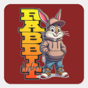 Street Rabbit – Urban Easter Bunny - Autocolante Square Sticker
