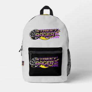 STREET RACERS - BURNING WHEEL - Y2K STYLE PRINTED BACKPACK