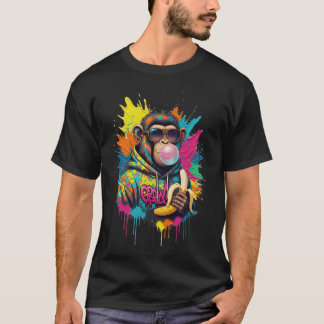 Street Rebel Monkey – Banana Madness Graffiti Art  T-Shirt