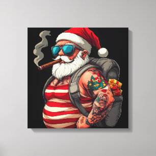 Street Rebel Tattooed Christmas Santa Claus Canvas Print