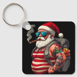 Street Rebel Tattooed Christmas Santa Claus Key Ring