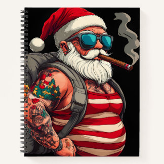 Street Rebel Tattooed Christmas Santa Claus Notebook