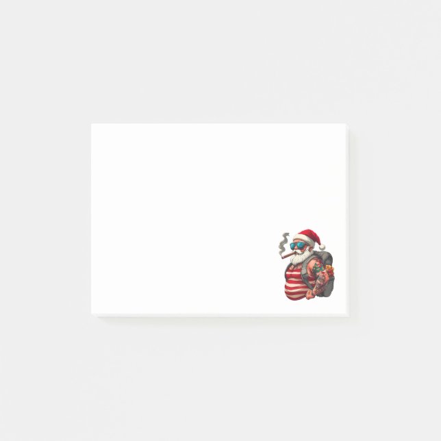 Street Rebel Tattooed Christmas Santa Claus Post-it Notes (Front)