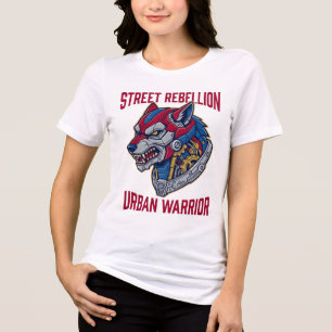 Street Rebellion Urban Warrior Cybernetic Wolf Gra Tri-Blend Shirt