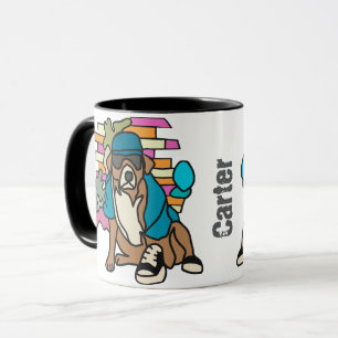 Street Retro Dog, Cap and Sneakers Funny Mug