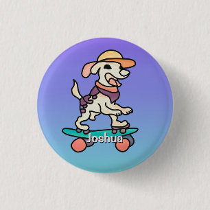 Street Retro Dog on Skateboard Funny 3 Cm Round Badge