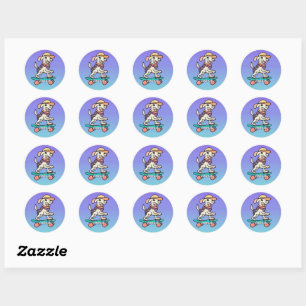 Street Retro Dog on Skateboard   Funny Classic Round Sticker