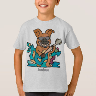 Street Retro Dog with Guitar   Funny  T-Shirt