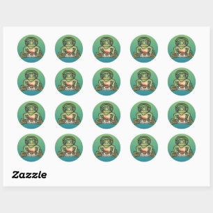 Street Retro Frog with Headphones   Funny Classic Round Sticker